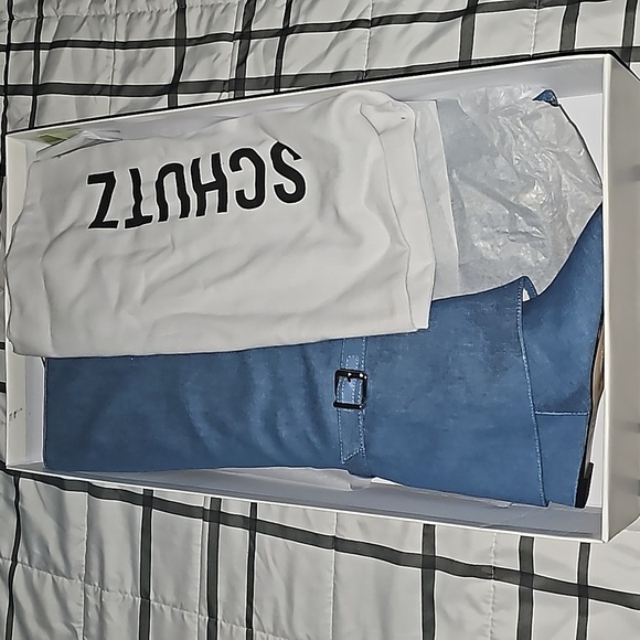 NIB SCHUTZ JORIAN UP CASUAL NAPPA & DENIM BOOT BLUE SUMMER JEANS NAPPA & DENIM - Picture 5 of 6